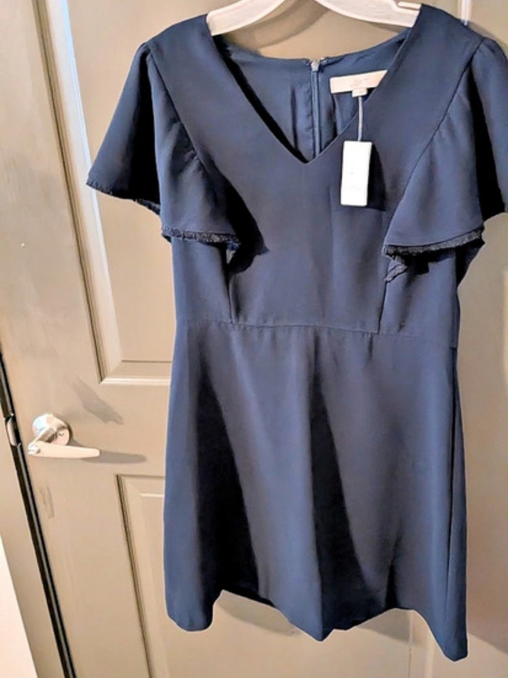LOFT Ruffle Sleeve Mini Dress in Blue Size 10 NWT